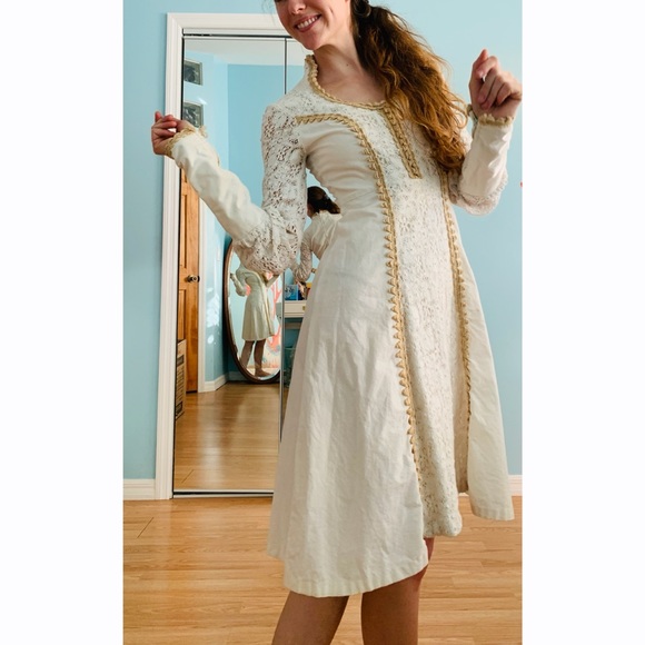 Vintage Dresses & Skirts - SOLD Short Lace Canvas Vintage Cottage Core Dress